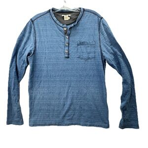 Carbon2Cobalt Textured Henley LS Pullover Mens Small Blue 100% Cotton
